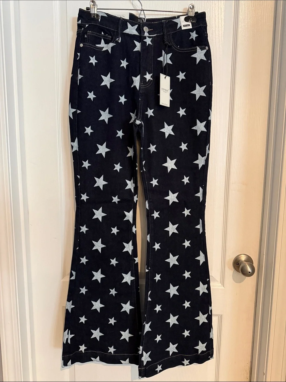 Judy Blue Black Flare Jeans with White Star Print